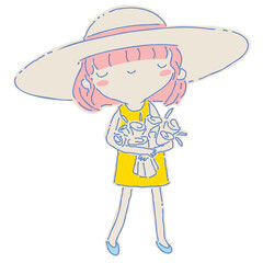 Woman fill color illustration