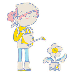 Woman fill color illustration