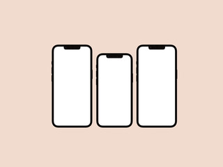 Mobile phone blank screen isolated on pastel background.