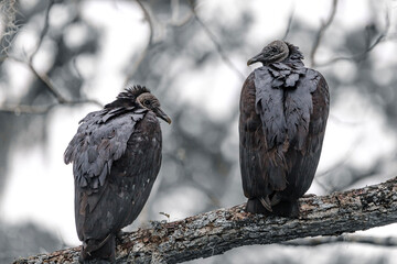 The black vulture, also known as the American black vulture, Mexican vulture, zopilote, urubu, or gallinazo, is a bird in the New World vulture family whose range extends from the northeastern United 