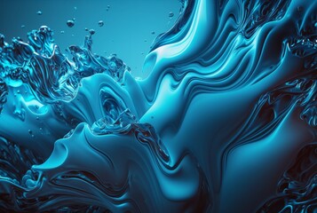 fluid blue paint,wavy blue fluid background, abstract art. generative ai