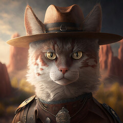 portrait of a cat in uniform, ai generated