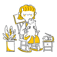 Woman twotone background illustration