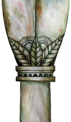 A capital with plant elements. Drawing of a column of the ancient world.