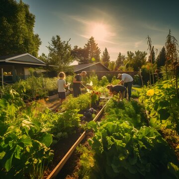 group of people enjoying the harvest and a spring party, ai generated