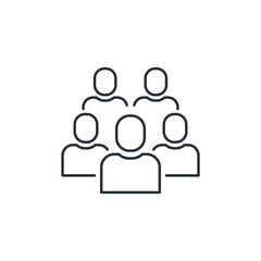 Large group of people. Community. Event participants. Vector linear icon isolated on bnl background.