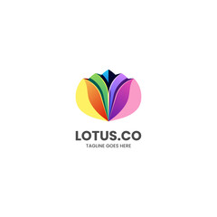 Vector Logo Illustration Lotus Gradient Colorful Style.