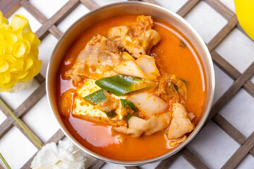 Delicious traditional Korean food - pork kimchi stew.