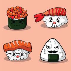 artwork illustration and Tshirt design cute japanese sashimi character