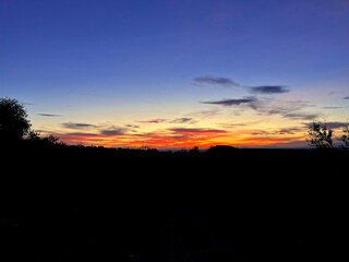 sunset in nature silhouette