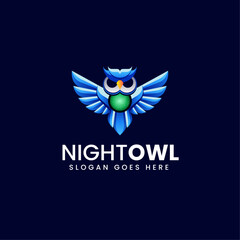 Vector Logo Illustration Night Owl Gradient Colorful Style