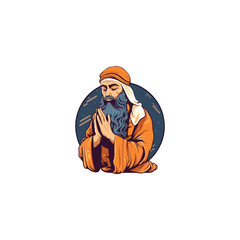 islamic people pray logo vector
