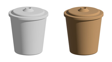 realistic blank mock up paper cups with white and brown. 3d illustration