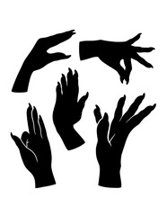 Hand sign and symbol, hand action gesture silhouette