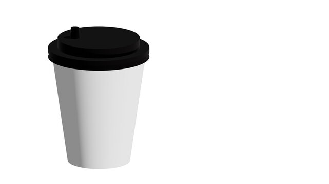 realistic blank mock up paper cup with white and black lid. 3d illustration