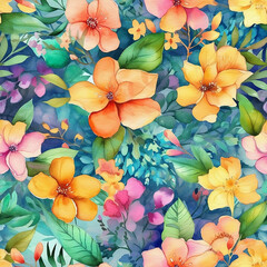 Watercolor Floral AI-Generated Seamless Pattern