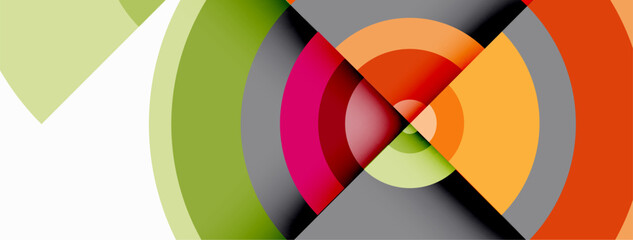 Fototapeta premium Circles with shadows trendy minimal geometric composition abstract background