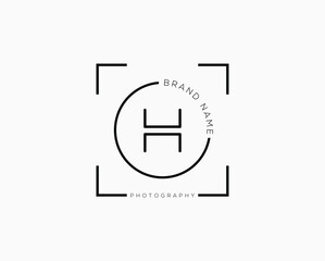 H letter photography and camera short logo design
