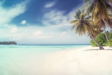 Obraz na płótnie Canvas background of a vast paradise beach with coco palms. Generative AI