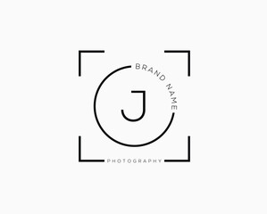 J letter photography and camera short logo design
