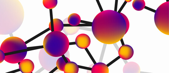 Line points connections geometric landing page background. Fluid circles and spheres with liquid gradients. Vector Illustration For Wallpaper, Banner, Background, Card, Book Illustration, landing page