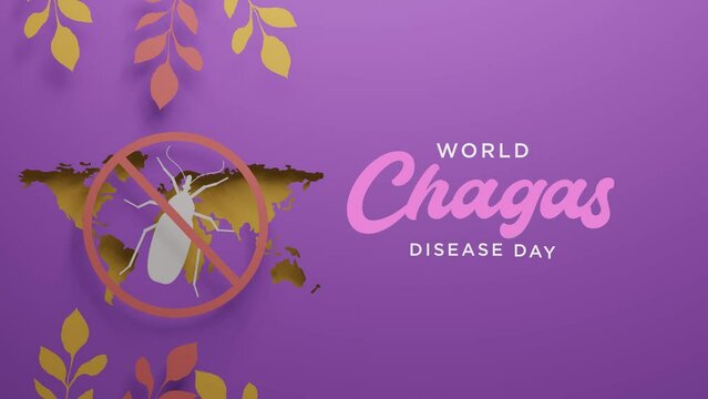 World Chagas disease Day poster with silhouettes of chagas insect in paper cut and copy space. 3d render illustration.