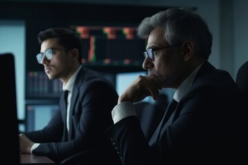Businessman and investor watching online trading graph investment concept. - Generative Ai Illustration.