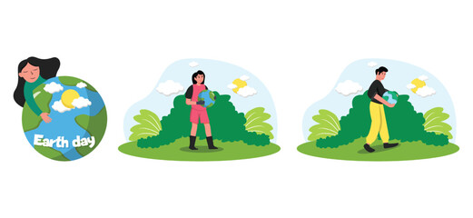 Earth Day Flat Bundle Design Illustration