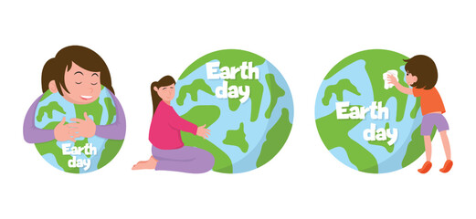 Flat Bundle Earth Day Design Illustration