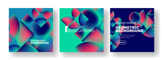 Vector set of abstract geometric posters designs. Collection of backgrounds, covers, templates, flyers, placards, brochures, banners
