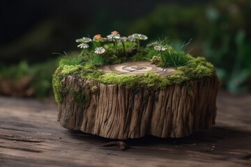 wooden planter box with various plants growing inside. Generative AI - obrazy, fototapety, plakaty