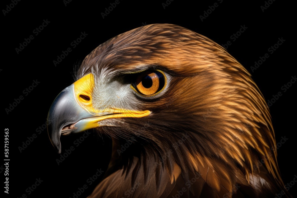 Sticker The head of a golden eagle. Having yellow colored eyes. Generative AI