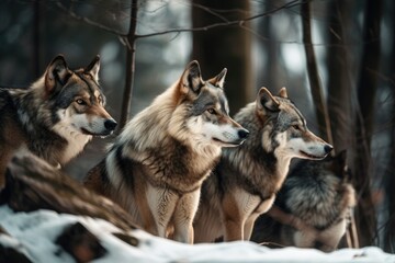 Wolves in the woods. Generative AI
