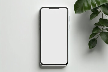 3D realistic mobile phone with blank screen for mockup template with aesthetic background. Created with Generative AI Technology