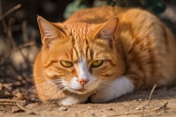 Fototapeta na wymiar a ground based orange cat. Generative AI