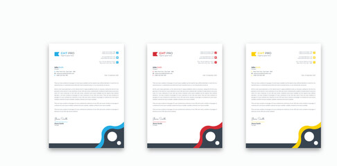 Modern Creative minimalist clean professional corporate company business letterhead template design with color variation bundle
