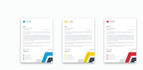 Modern Creative minimalist clean professional corporate company business letterhead template design with color variation bundle
