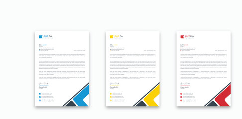Modern Creative minimalist clean professional corporate company business letterhead template design with color variation bundle
