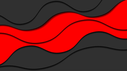 Red and black overlap waves 3d paper carve cut out style shapes design layout abstract background realistic relief carving art for business presentations, flyers, posters, prints & invitations.