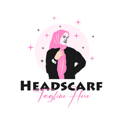 muslim woman vector illustration logo