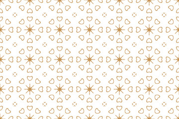 Geometric seamless pattern of white and gold color ethnic motifs for wallpapers and background.