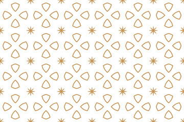 Geometric seamless pattern of white and gold color ethnic motifs for wallpapers and background.