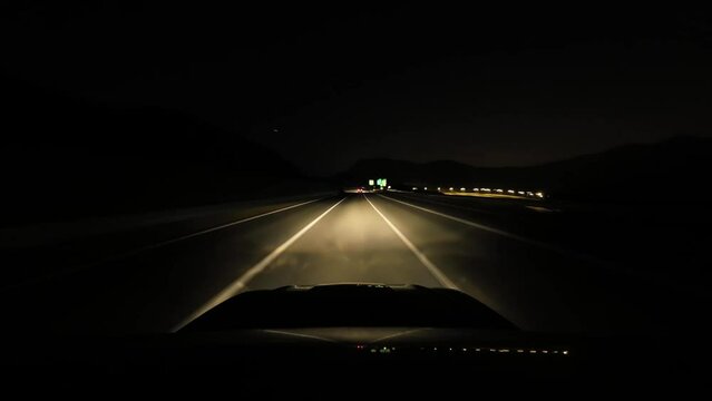 driving on road at night
