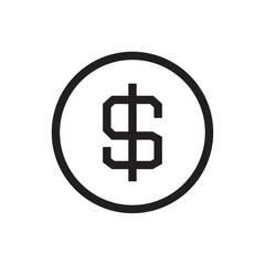 Dollar Business icon with black outline style. money, cash, payment, bank, finance, investment, growth. Vector illustration