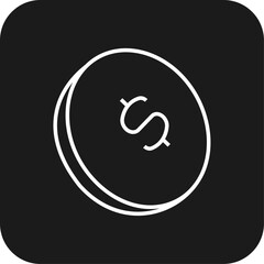 Coin Business icon with black filled line style. currency, finance, investment, banking, cash, payment, dollar. Vector illustration