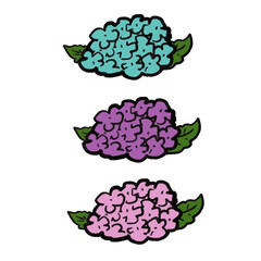 3色のあじさいのイラスト