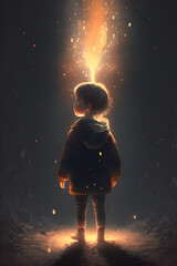 Fototapeta premium Credible_boy_child_illustration_focus_care_simple_rigid_