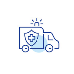 Medical health insurance with ambulance coverage. Pixel perfect, editable stroke line icon