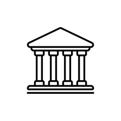Courthouse Business icon with black outline style. bank, building, architecture, government, museum, university, construction. Vector illustration