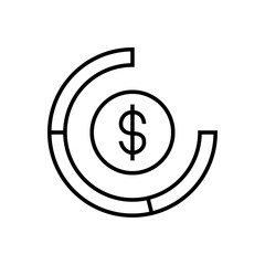 Investment Business icon with black outline style. money, finance, currency, payment, dollar, growth, management. Vector illustration